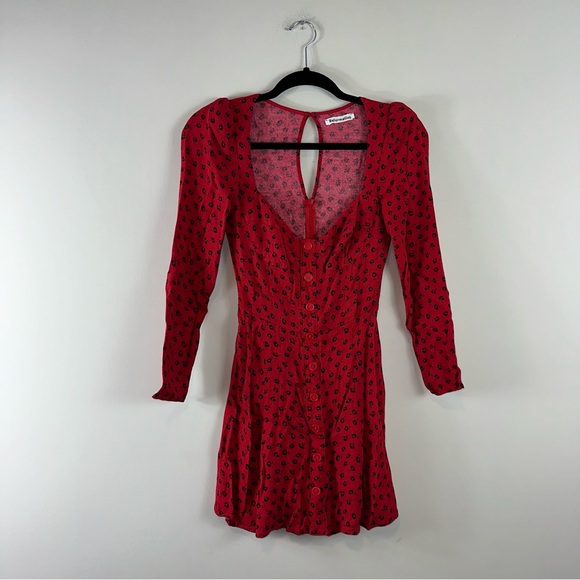 Reformation Red and Black Milla Dress Size 0 - Picture 1 of 8